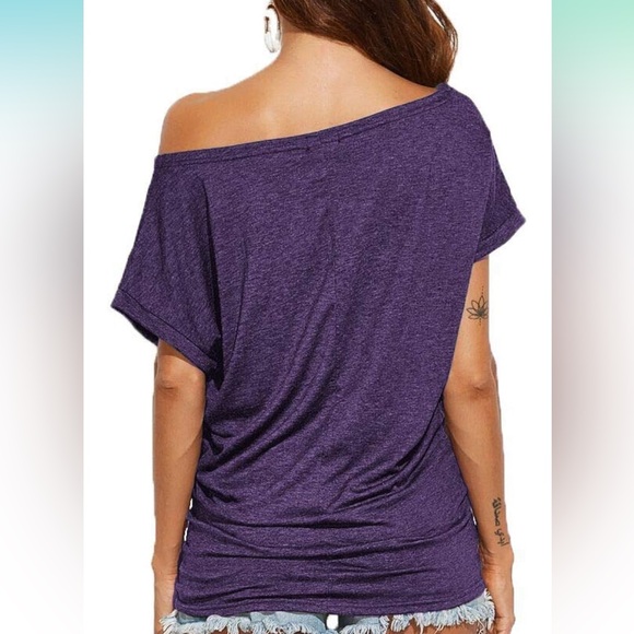 Purple off the shoulder tee - Picture 2 of 6